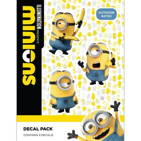 Despicable Me Minions Decals – Set of 3 Stuart Stickers for Car Water Bottle Bike Helmet Laptop Skateboard – Outdoor Rated Water Resistant Vinyl Decals
