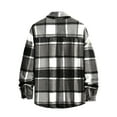 thumbnail image 3 of WTOBBY Men's Flannel Shirts Button-Down Plaid Shirt Long Sleeve Collared Jacket, Casual Fashion Shacket for Relaxed and Retro Styling, Soft and Comfortable,Dark Gray L, 3 of 5