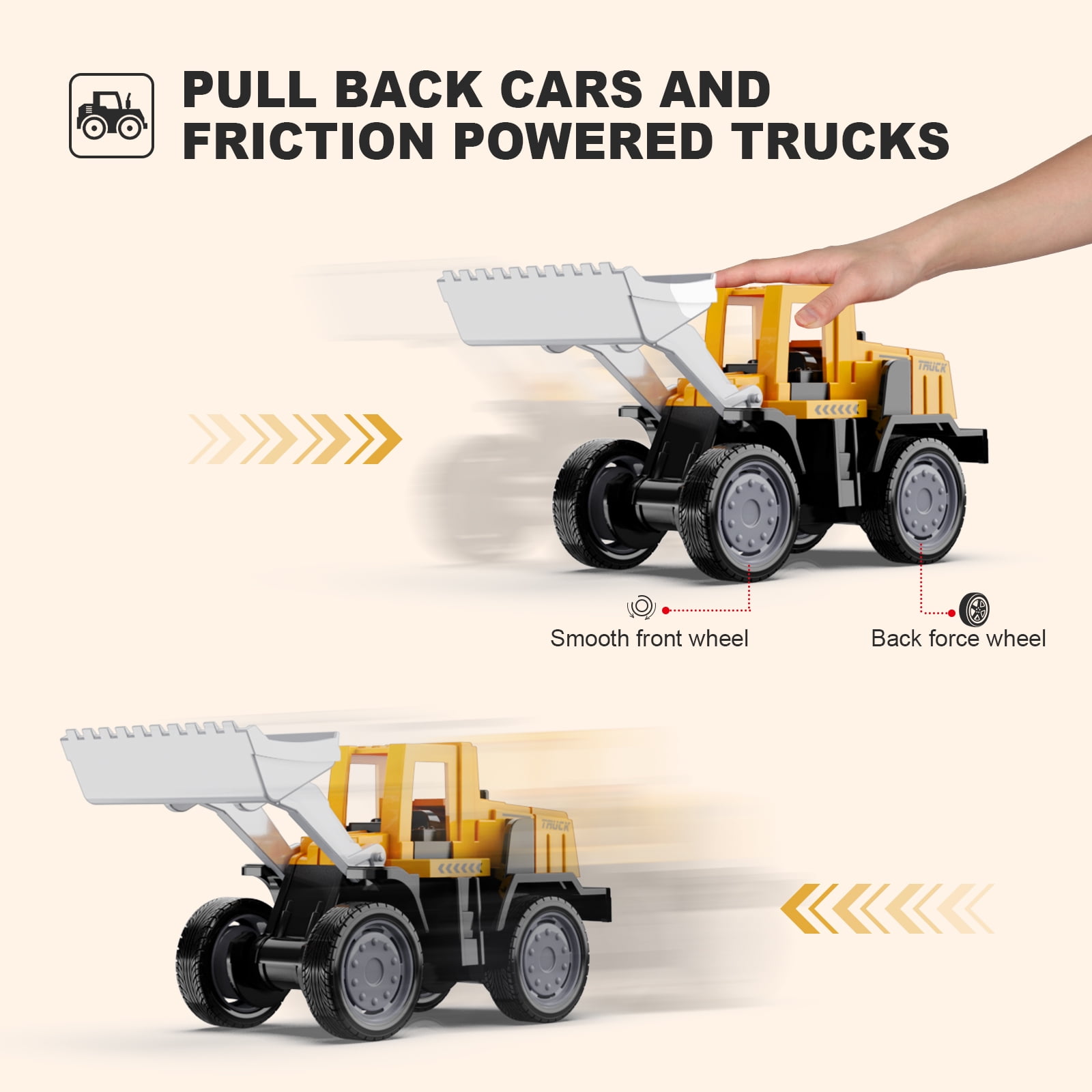 HONGTUO Alloy Mini Construction Vehicles，8Pcs Die-cast ConstructionVehicle Toys Set，Excavators Mixer Truck Bulldozers Forklift Dump Truck Cranes Toys, Pull Back Car Toys for Toddlers Kids Boys & Girls