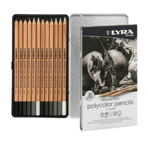 Lyra Rembrandt Polycolor Pencil Set, Black, White & Gray Tones Set, 12-Pieces