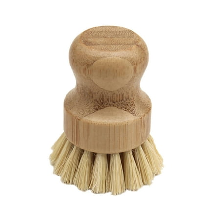 

opvise Dish Washing Brush Short Durable Bamboo Fiber Wooden Pot Brush for Home