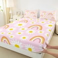 thumbnail image 3 of Homewish Kawaii Floral Daisy 3pcs Twin Sheet Sets For Preppy Children Kids,Cartoon Gradient Rainbow Twin Fitted Sheet,Dreamy Princess Breathable Flat Sheet,Ultra Soft Home Decor, 3 of 7