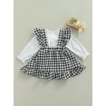 thumbnail image 4 of Qiylii Baby Girls Outfits, Long Sleeve O neck Romper+Plaid Suspender Skirt, 4 of 8