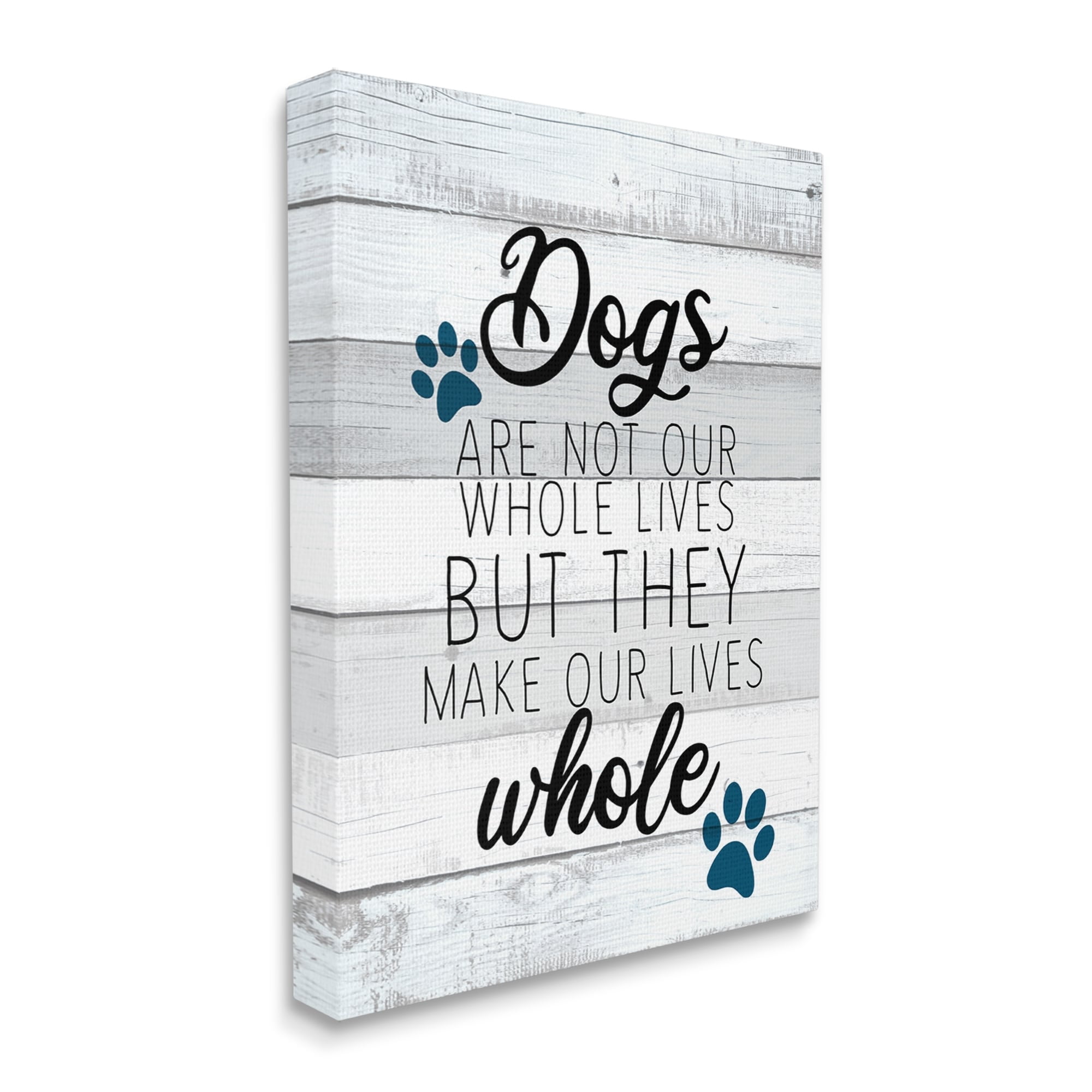 Stupell Industries Dogs Make Our Lives Whole Paw Icon Striped Backdrop,36 x 48, Design by Kim Allen