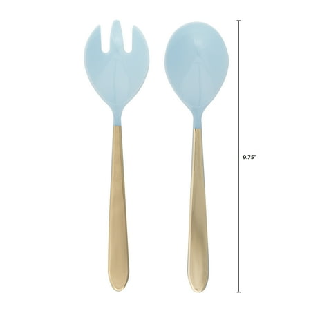 The Pioneer Woman Light Blue & Gold Plastic Serving Utensils Set, 4pcs