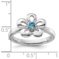 thumbnail image 5 of Solid Sterling Silver Stackable Expressions Polished Blue Topaz Flower Ring - Ring Size 5.0-3.1gm, 5 of 8