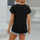 thumbnail image 5 of Camiseta de manga corta con cuello en V y pliegues para mujer, corte holgado, color liso, para uso informal o en la playa, 5 of 5