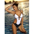 thumbnail image 3 of Traje de baño de una pieza para mujer, traje de baño envolvente con realce, figura que moldea el abdomen, Bikini con control de barriga, talla grande, traje de baño de una pieza re, 3 of 4
