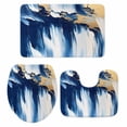 thumbnail image 2 of Abstract Watercolor Bathroom Rugs Set Graffiti Art Gold Blue Blend Non Slip Absorbent Soft Bath Mats 3 Piece Set with Bathroom Rug, U-Shaped Floor Mat, Toilet Seat Cover Large Size, 2 of 9