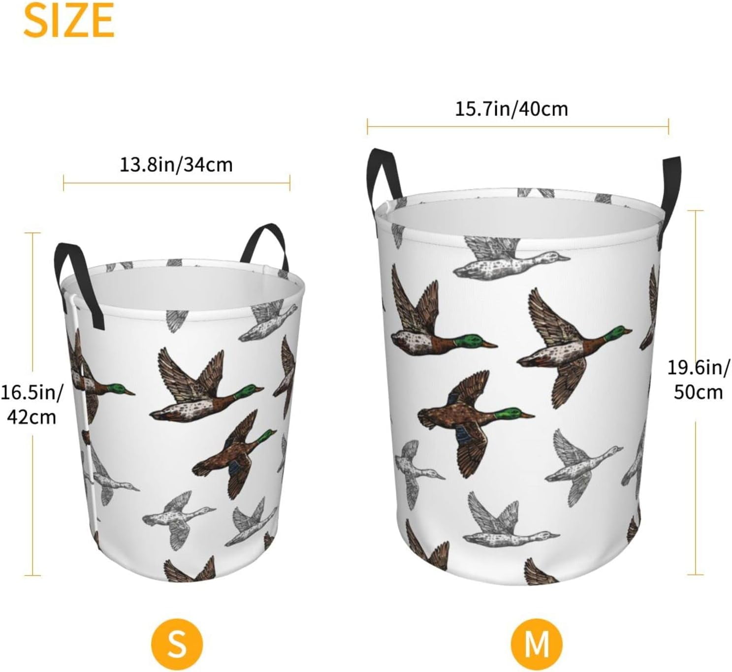 Duck Mallard Wild Bird Round Laundry Basket Dirty Clothes Hamper Waterproof Laundry Hamper Toy Cloth Storage Basket For Room Decor