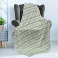 thumbnail image 4 of Waves Soft Flannel Fleece Blanket, Continuous Greek Design Wavy Sea Elements Bicolored Composition Print, Cozy Plush for Indoor and Outdoor Use, 60" x 80", Dark Sea Green Champagne, by Ambesonne, 4 of 5