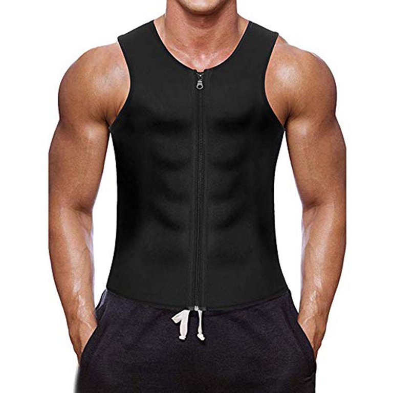 European and American Men'S Sports Fitness Zipper Cardigan Shape Top Vest