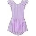 thumbnail image 3 of Girls' Flutter Sleeve Dress Leotard (4-6 / Small, Purple), 3 of 4