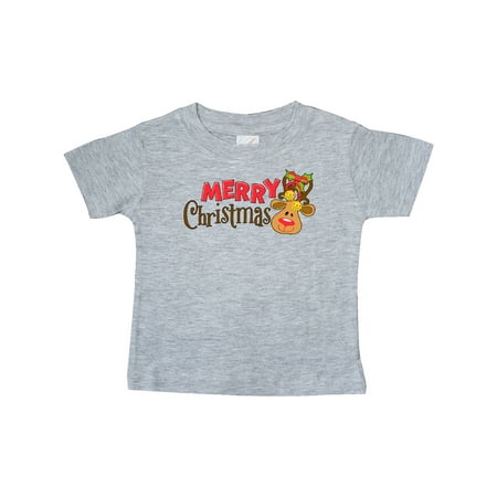 

Inktastic Merry Christmas Cute Reindeer Gift Baby Boy or Baby Girl T-Shirt