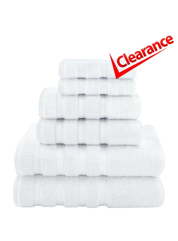 American Soft Linen 6 Piece Premium Bath Towel Set, 100% Turkish Cotton Towels for Bathroom, White