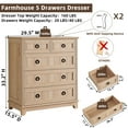 thumbnail image 2 of Joaxswe 33.2" Tall 5 Drawer Dresser for Bedroom Set of 2, Farmhouse Adult Storage Chest of Drawers for Living Room, Natural Oak, 2 of 8