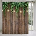 thumbnail image 4 of Rustic Outdoor Wall Shower Curtain, Brown Camo Shower Curtain Set for Bathroom, Vintage Wooden Bran Door Green Leaves Fabric Shower Curtain Restroom Bathtub Decor Accessories with Hooks 72X 72 inch, 4 of 5