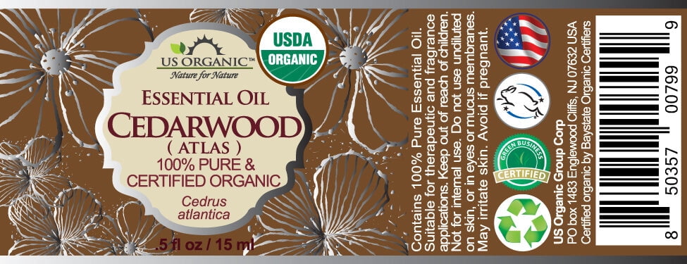 US Organic Cedarwood Essential Oil, 100% Pure Certified USDA Organic