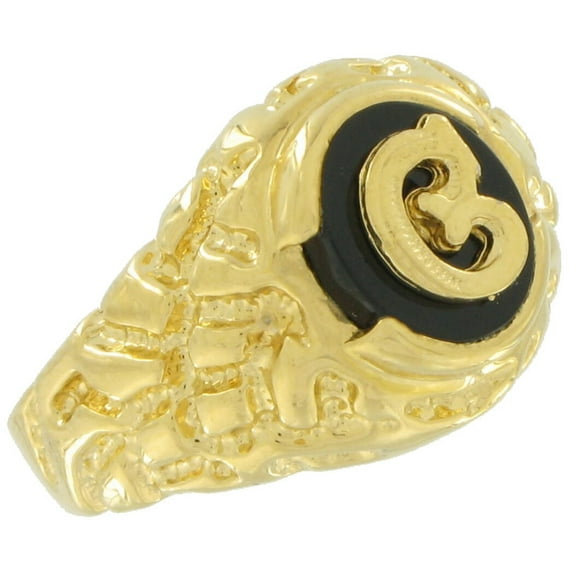 Ring Gold Tone Black Onyx C Initial Signet Size 11 Mens Adult Male