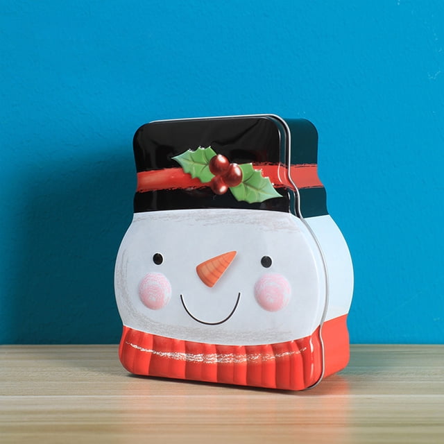 Fiudx Caja de Regalo Navideña con Diseño de Papá Noel y Árbol de Navidad, de Hojalata, para Guardar Dulces, Decoración para El Hogar, con Un Toque Navideño, Hermética, Tamaño 13 X 13 Cm.