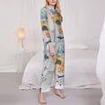 thumbnail image 4 of Kll The World Map With Cartoon Animals Print Women'S Long Sleeve Pajamas With Pants Sleepwear Loungewear 2 Set-Large, 4 of 9