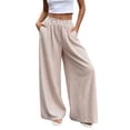 thumbnail image 2 of Wide Leg Pants Woman Elastic High Waist Loose Casual Lightweight Striped Flowy Palazzo Pants with Pockets, 2 of 6