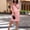 *Pink, variant on ClodeEU Womens Satin 3/4 Sleeve V Neck Dress,Elegant Trendy Dress For Office Gray,Womens Plus XXL