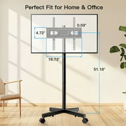 MountFTV Rolling TV Stand Mount for 23-60 inch,Mobile TV Stand Holds up to 88lbs with Height Adjustable,TV Cart with Locking Wheels Max 400x400mm Rolling TV Cart