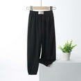 thumbnail image 2 of CAIVO Girls Ice Silk Pants Elastic High Waisted Solid Color Casual Trousers For Kids Summer Flowy Stretchy Pants Boho Toddler Child Daily Wear, 2 of 3