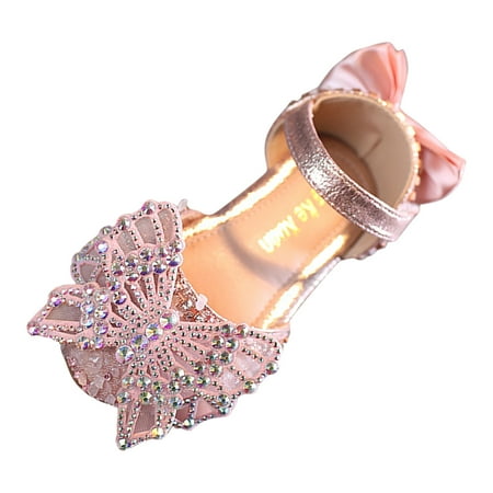 Kureaily Summer Girls Dance Shoes Dress Performance Shoes Silk Bow Rhinestone Mesh Bow Light And 8t Winter Boots Kids Booties for Girls 5.5-6 Years