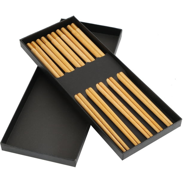 Juego de 5 Pares de Palillos de Madera de Estilo Chino, Regalo de Vajilla Artesanal para Familiares y Amigos