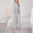 thumbnail image 4 of Junzan Silver Glitter Print Womens Pajama Sets,Long Sleeve Button Down For Women Pjs 2 Piece, 4 of 9