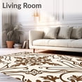 thumbnail image 2 of ODIKA 6'x9' Machine Washable Non-Slip Area Rug, Traditional Damask Patterned Non Slip Indoor with Elegant Scrollwork High Traffic Rug, Brown, 593386, 2 of 7