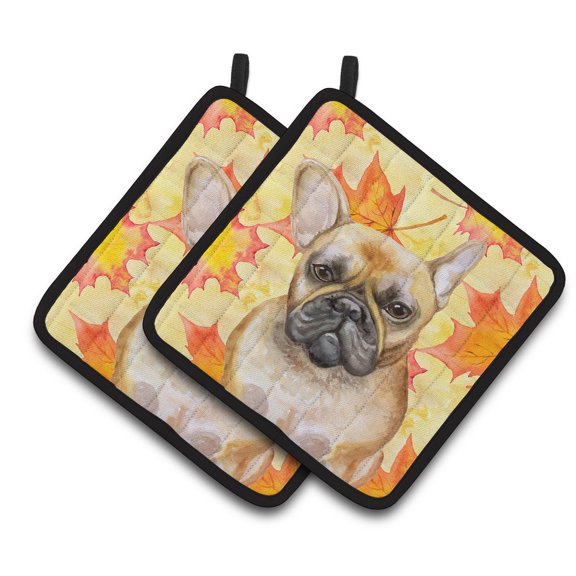 Caroline's Treasures French Bulldog Fall Pair of Pot Holders