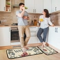 thumbnail image 6 of Floral Edging Beige Kitchen Mat Set of 2 Cushioned Non Slip Rugs for Bedroom Floor Runner Mats, 6 of 7