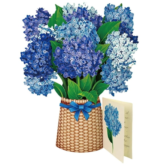 Cmfohlke Paper Pop Up Cards, Nantucket Hydrangeas, 3D Popup Greeting Card, 12 Inch Life Sized Forever Flower Bouquet