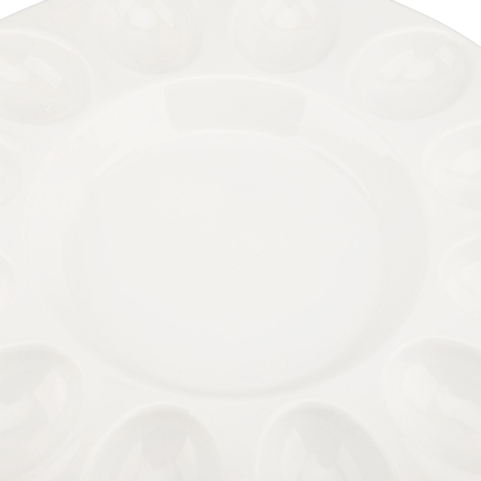 M Buder White Ceramic Deviled Egg Platter - 12 Slots Elegant Egg Tray for Easter Party and Kitchen Use, 12.2 x 11.8 x 2.4 inches / 31 x 30 x 6 cm