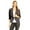 Charcoal, variant on Women's Fitted Waist Length Jacket Open Front Draped Neck Ruched Sleeves
