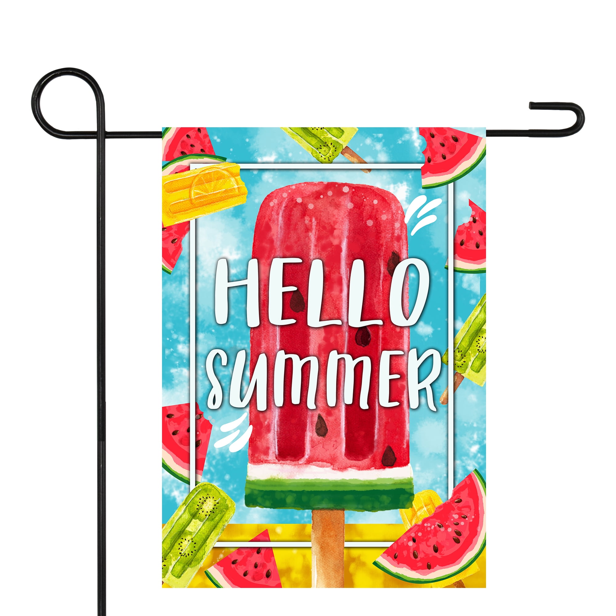 Hello Summer Popsicle Outdoor Garden Flag 12.5" x 18"
