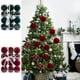 thumbnail image 1 of Adornos de baile navideños de terciopelo flocado de 6 cm Decoraciones colgantes multicolores | Decoración de chimenea con árbol de ventana | Esferas de peluche decorativas | Pack de 12 | Navidad, 1 of 6