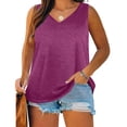 thumbnail image 2 of Plus Size Tank Tops for Women Sleeveless V Neck T Shirts Solid Color Casual Blouses Soft Cotton Tshirts Loose Fit Summer Tank Tops, 2 of 8