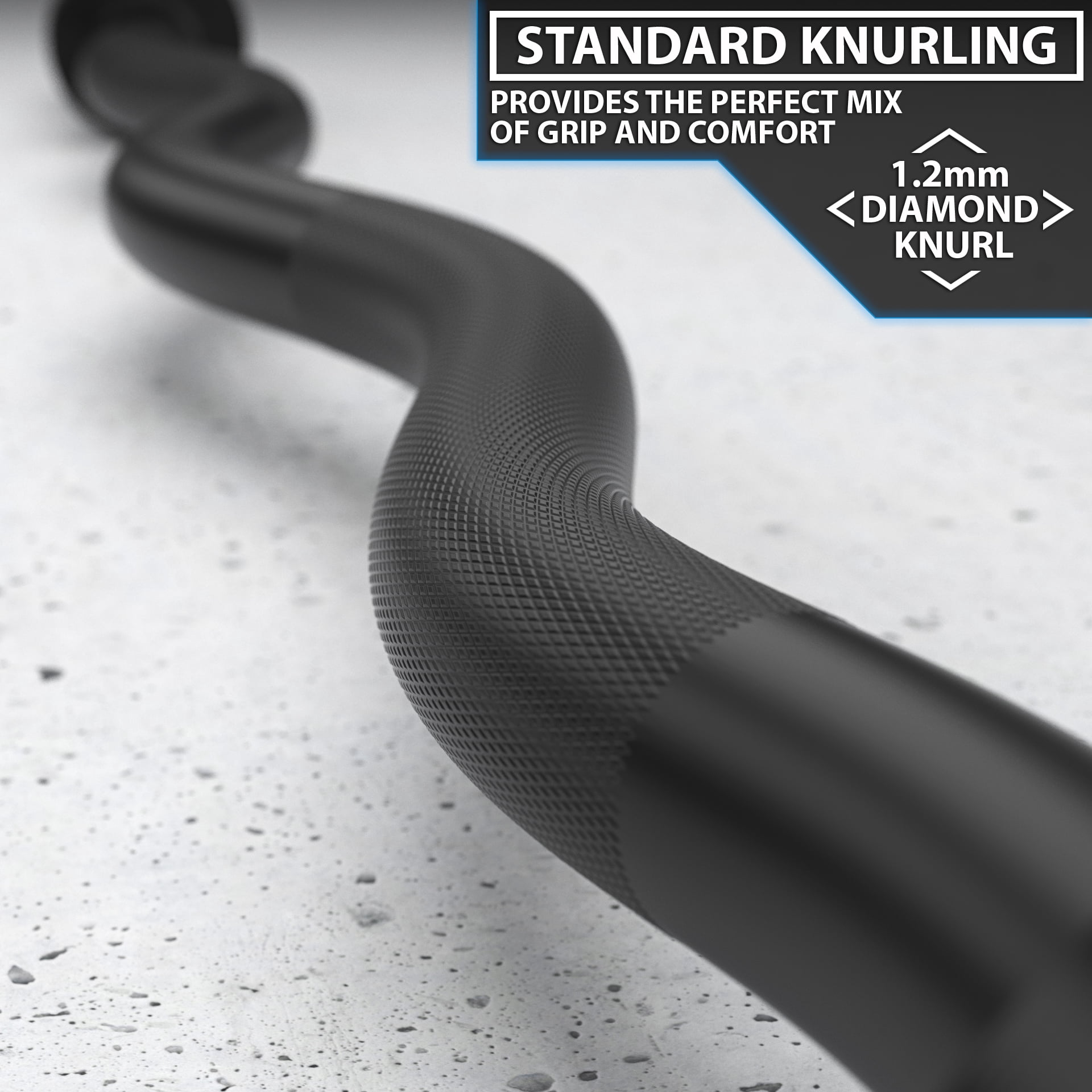 Synergee Commercial Chrome & Black Phosphate Olympic EZ Curl Bar with Powder Coated Brass Bushings