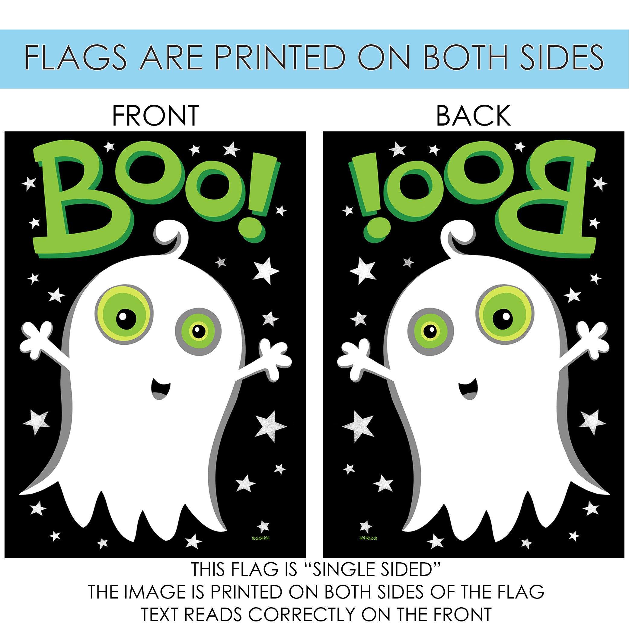 Toland Home Garden Boo Ghost Halloween Flag Double Sided 12x18 Inch - image 5 of 5