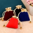 thumbnail image 3 of 10pcs/lot 7x9cm 9x12cm 12x16cm Vintage Velvet Bag Gold Color Trim Drawstring Red Gift Bags Wedding Jewelry Packaging Pouches mixed 15x20cm, 3 of 6