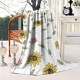 thumbnail image 2 of White Pink Flower Green Leaf Pattern Blanket,Comfortable Soft Lamb Wool Throw Blanket,All Season,Warm Lightweight Blankets for Sofa Bed Couch Living Room Chair,40"x50", 2 of 4