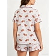 thumbnail image 2 of VONCOS Womens Beige Dachshund Print Short Sleeve Pajama Set Soft Lounge Wear Two Piece Sleepwear,Size 2XL, 2 of 6