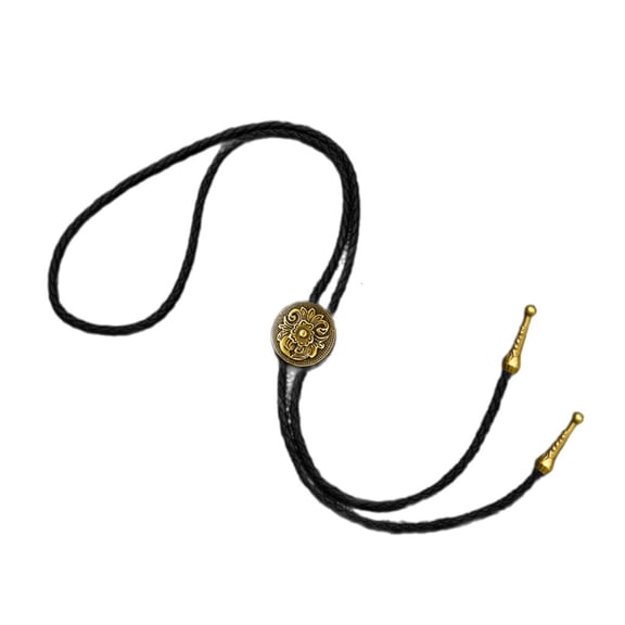 Ywmsfl 1pc/2pcs Bronze/Silver Bolo Tie for Men Carnivals Necktie Carved Floral Buckle Decors Bolo Tie New Year for Men
