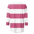 thumbnail image 3 of Jalioing Women's 3/4 Sleeve Striped Tops Fashion Casual Crew Neck Shirts Trendy Basic Pullover Tees Clothes, 3 of 5