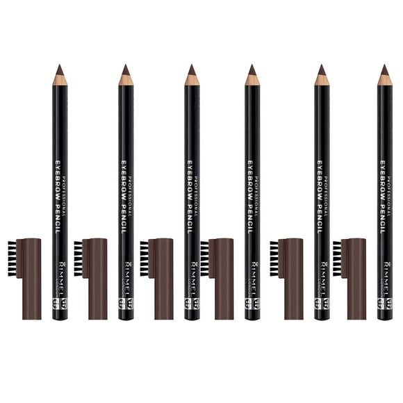 Pack of (6) Rimmel Professional Eyebrow Pencil Dark Brown 0.05 Ounces