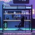 thumbnail image 2 of Bellemave Modern Industrial Full Size Loft Bed with Desk and Storage Shelf Esports Gaming Metal Loft Bed with LED Lights Heavy Duty Full Loft Bed Frame for Teens, Adult, Gamers, Black, 2 of 10
